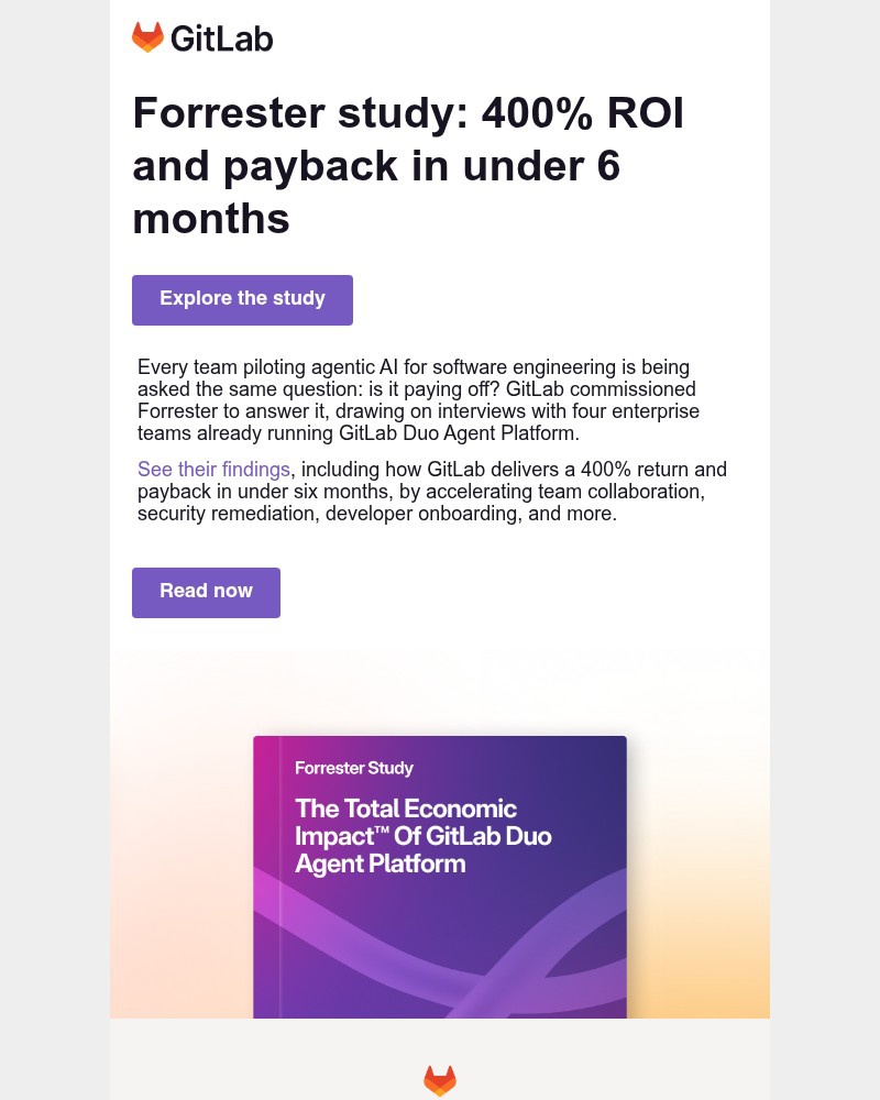 Screenshot of email sent to a GitLab Newsletter subscriber