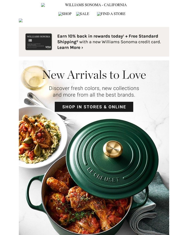 Screenshot of email sent to a Williams Sonoma Newsletter subscriber