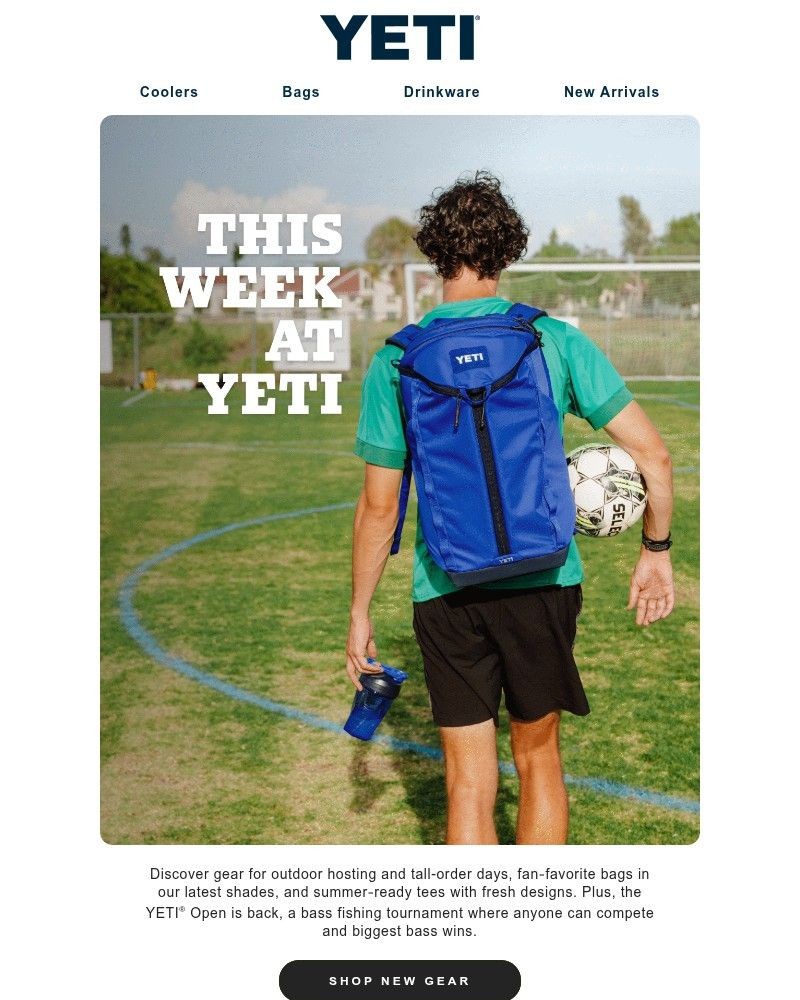 Screenshot of email sent to a Yeti Newsletter subscriber