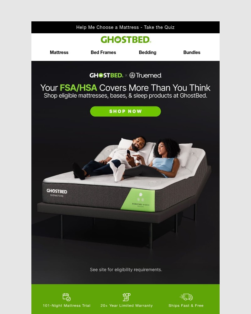 Screenshot of email sent to a Ghost Bed Newsletter subscriber