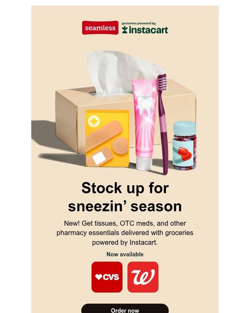 Screenshot of email sent to a Seamless Registered user