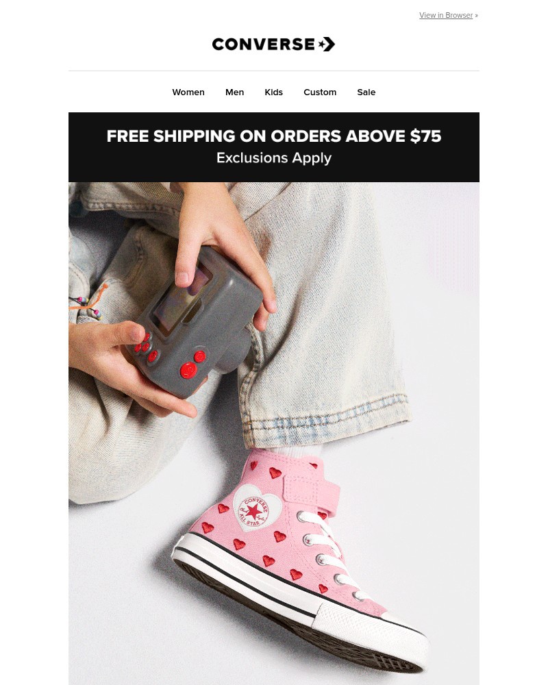 Screenshot of email sent to a Converse Newsletter subscriber