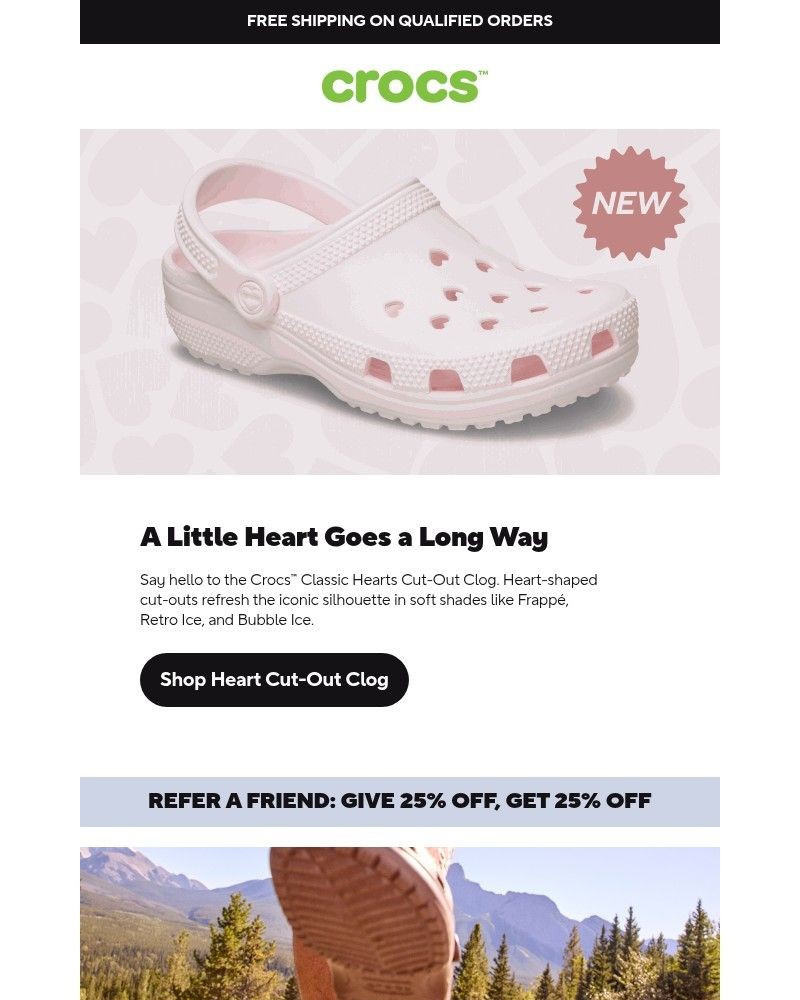 Screenshot of email sent to a Crocs Newsletter subscriber