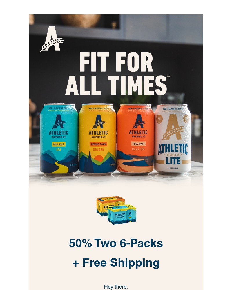 Screenshot of email sent to a Athletic Brewing Newsletter subscriber