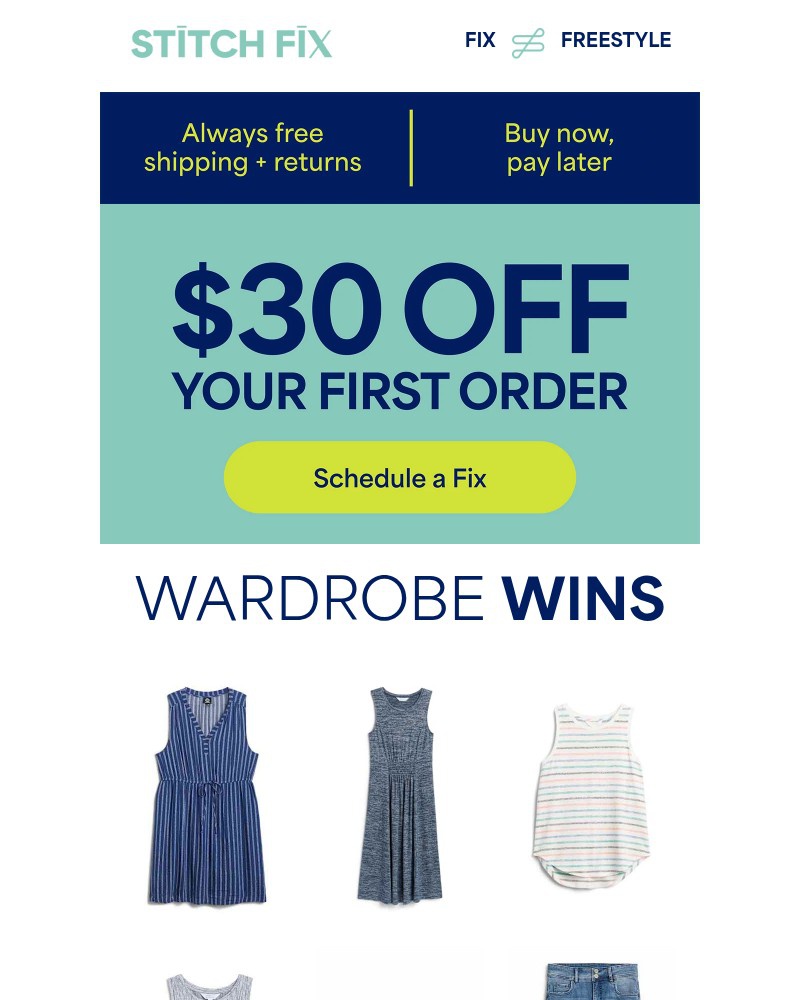 Screenshot of email sent to a Stitch Fix Cart abandoner