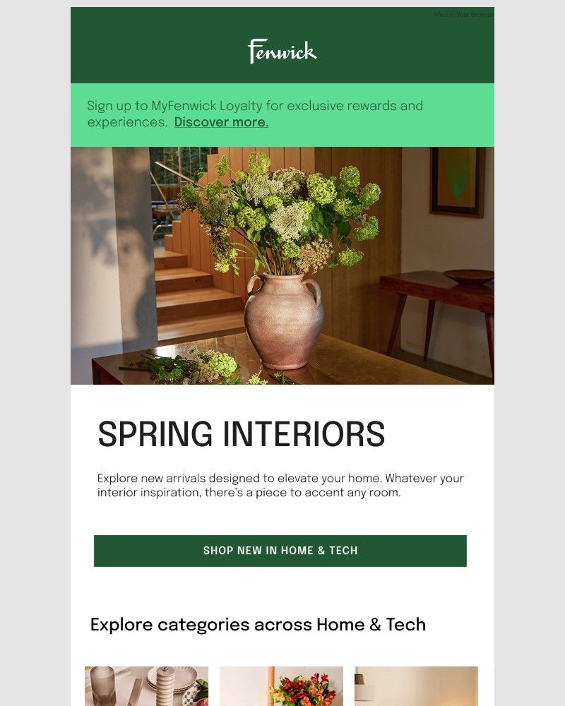 Screenshot of email sent to a Fenwick Newsletter subscriber