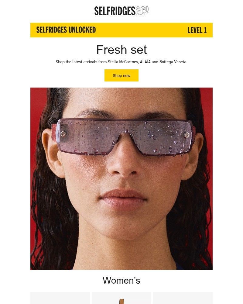 Screenshot of email sent to a Selfridges Newsletter subscriber