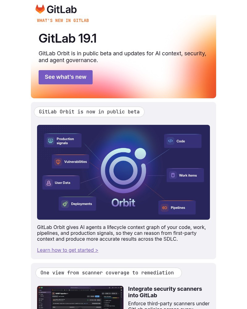 Screenshot of email sent to a GitLab Newsletter subscriber