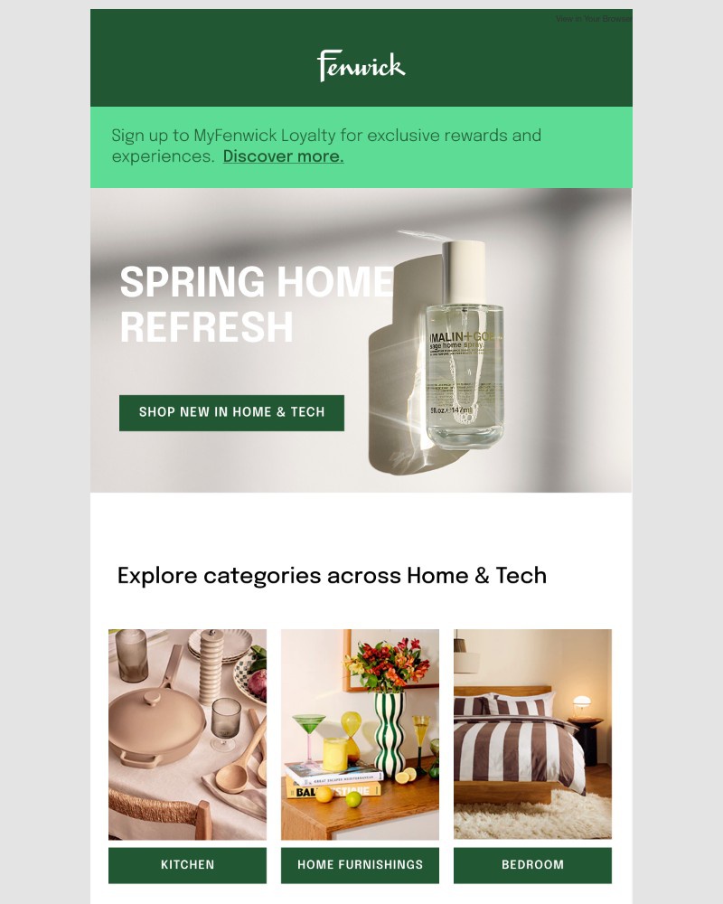 Screenshot of email sent to a Fenwick Newsletter subscriber