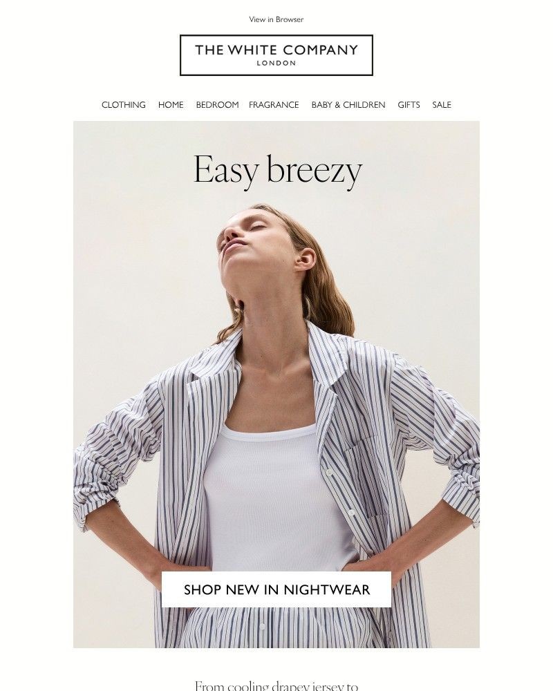 Screenshot of email sent to a The White Company Cart abandoner