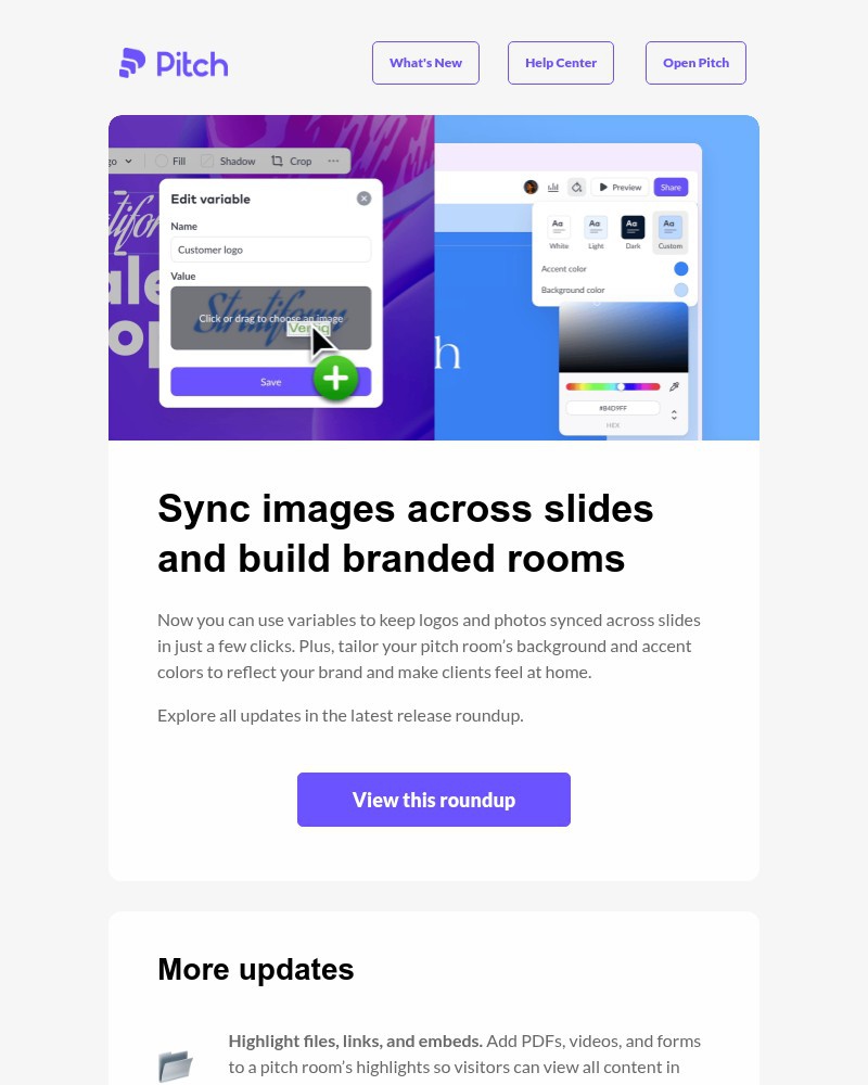 Screenshot of email with subject /media/emails/new-in-pitch-keep-logos-synced-across-slides-and-build-branded-pitch-rooms-c30a66_exr9GMg.jpg