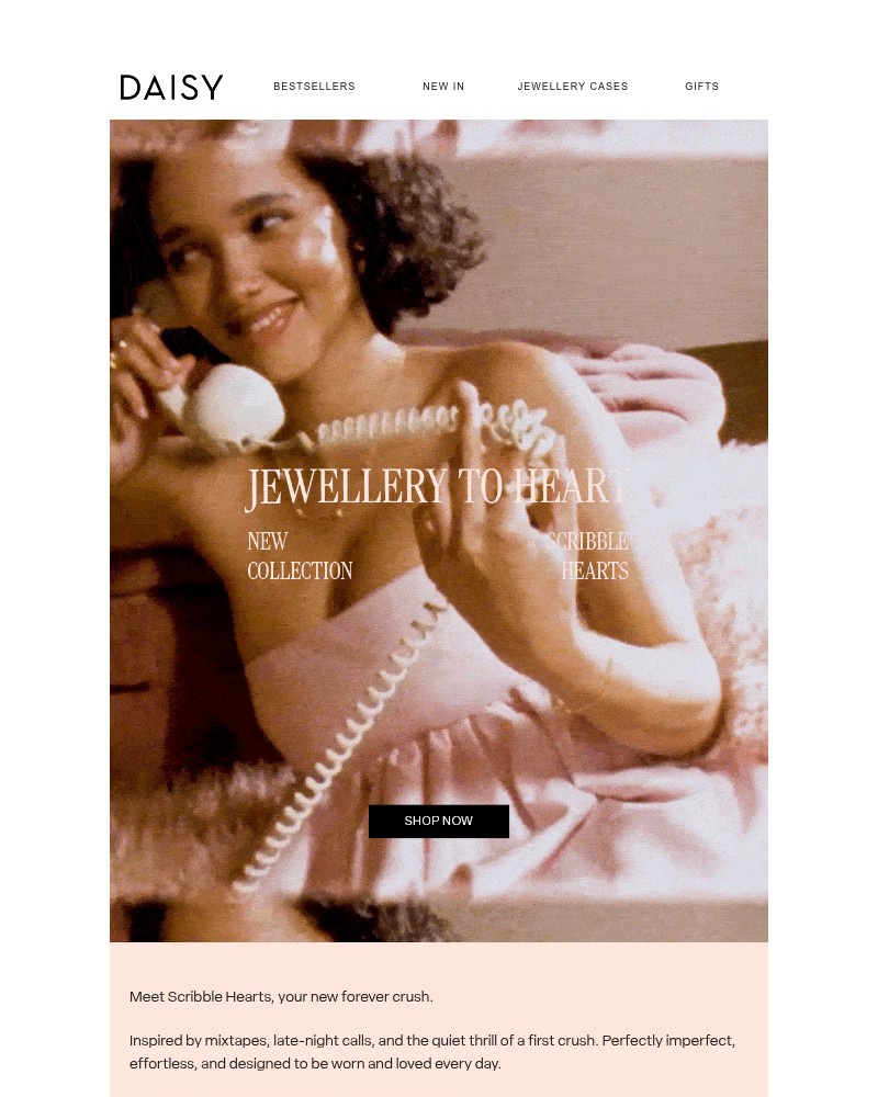 Screenshot of email sent to a Daisy Jewellery Cart abandoner