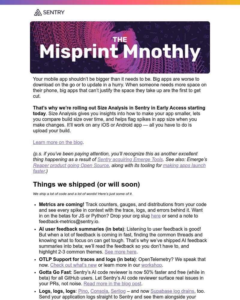 Screenshot of email sent to a Sentry Trial user