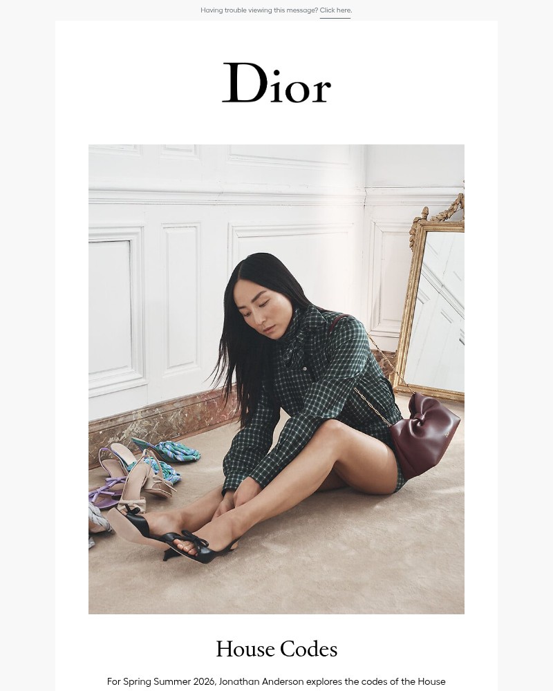 Screenshot of email sent to a Dior Newsletter subscriber