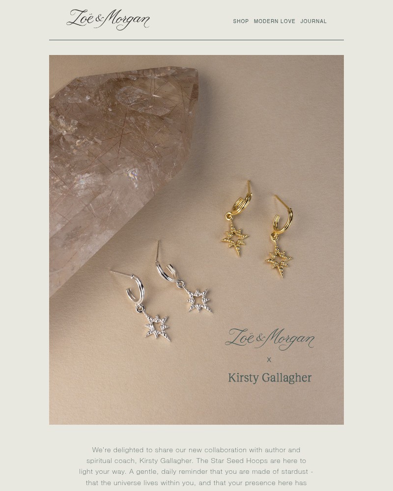 Screenshot of email sent to a Zoe & Morgan Newsletter subscriber