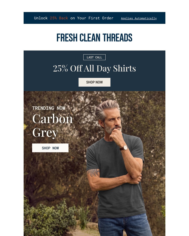 Screenshot of email sent to a Fresh Clean Threads Newsletter subscriber