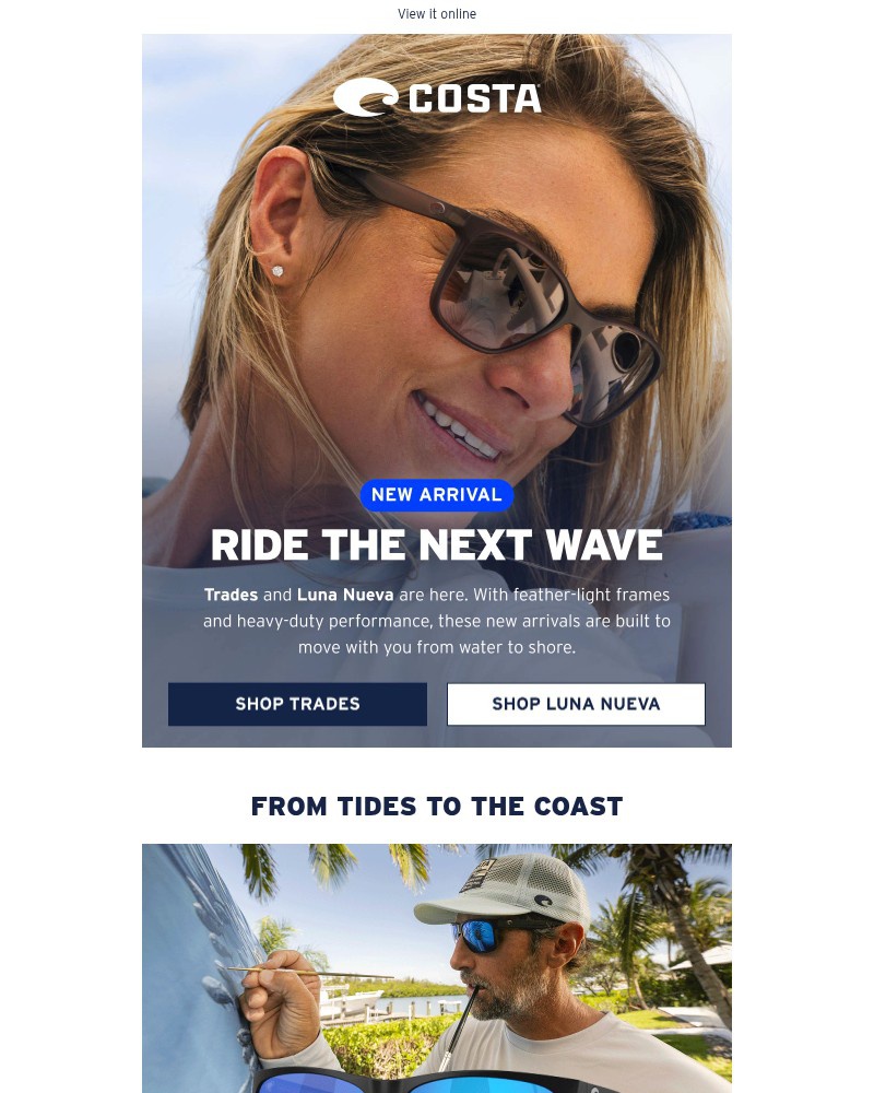 Screenshot of email sent to a Costa del Mar Newsletter subscriber