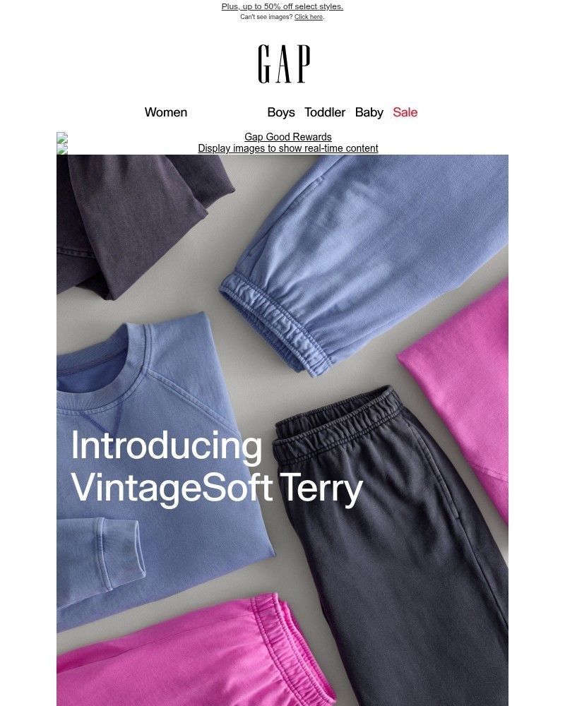 Screenshot of email sent to a Gap Newsletter subscriber