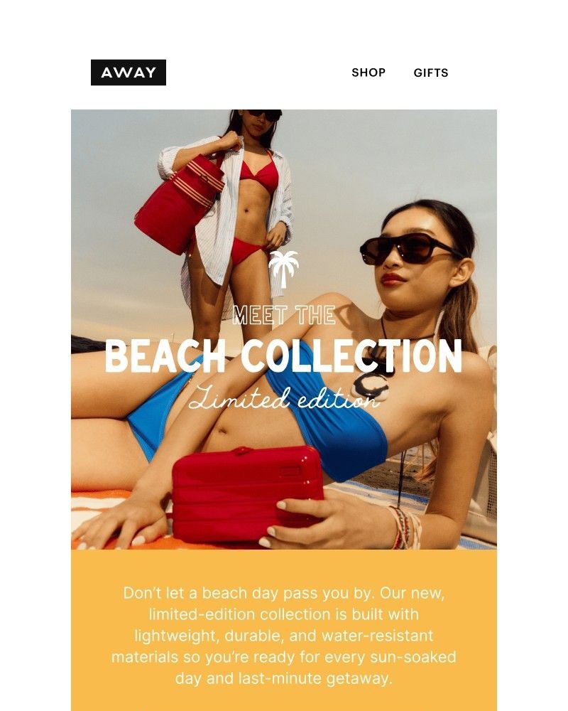 Screenshot of email sent to a Away Newsletter subscriber