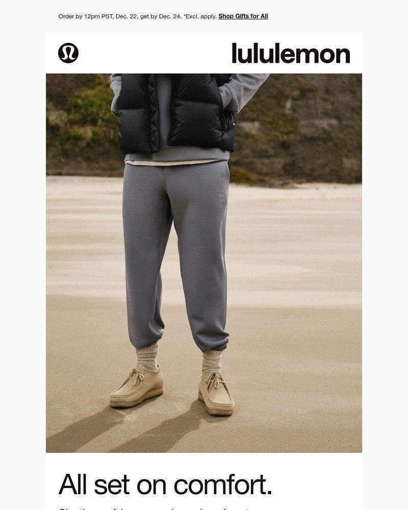 Screenshot of email sent to a Lululemon Registered user