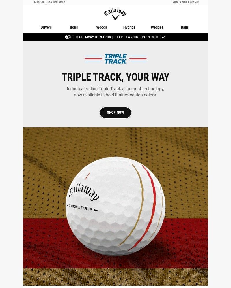 Screenshot of email sent to a Callaway Golf Newsletter subscriber