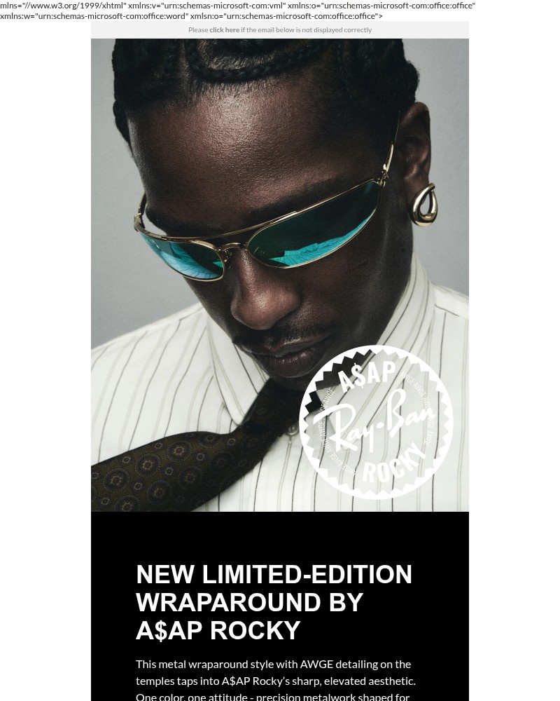Screenshot of email sent to a Ray-Ban Newsletter subscriber