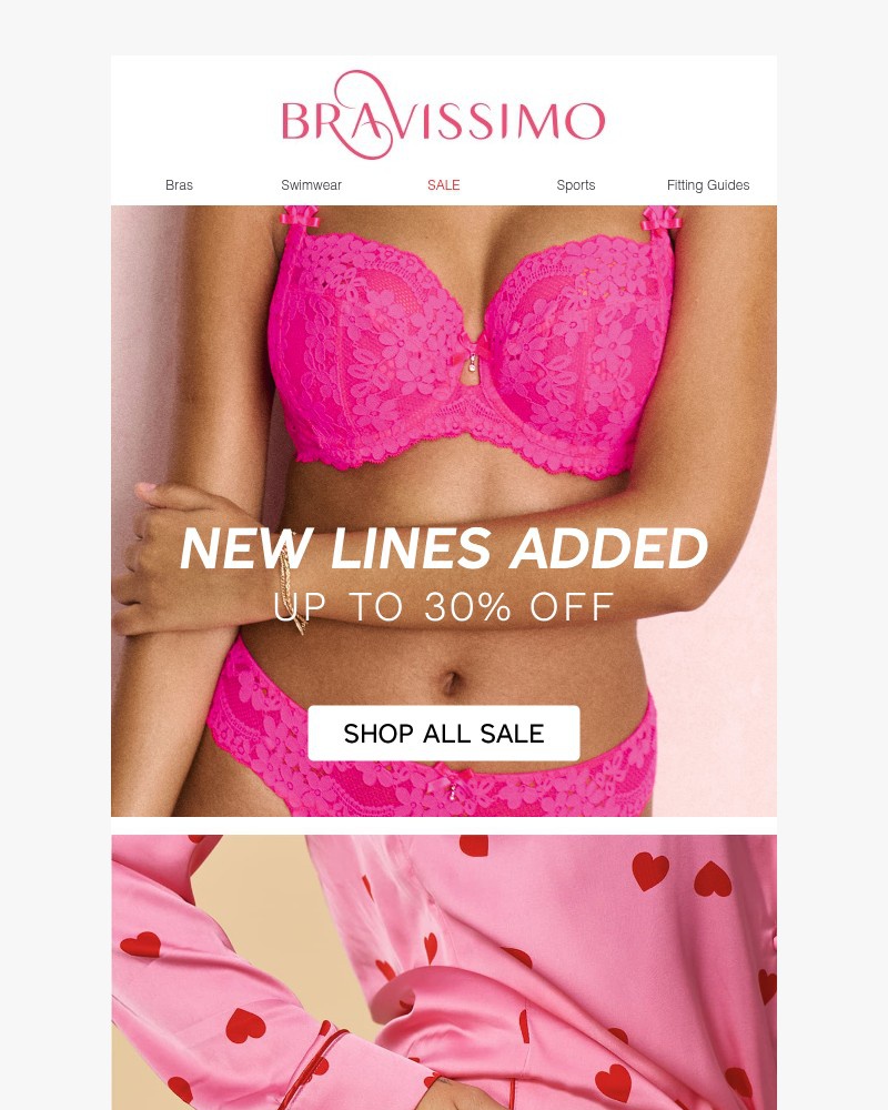 Screenshot of email sent to a Bravissimo Newsletter subscriber