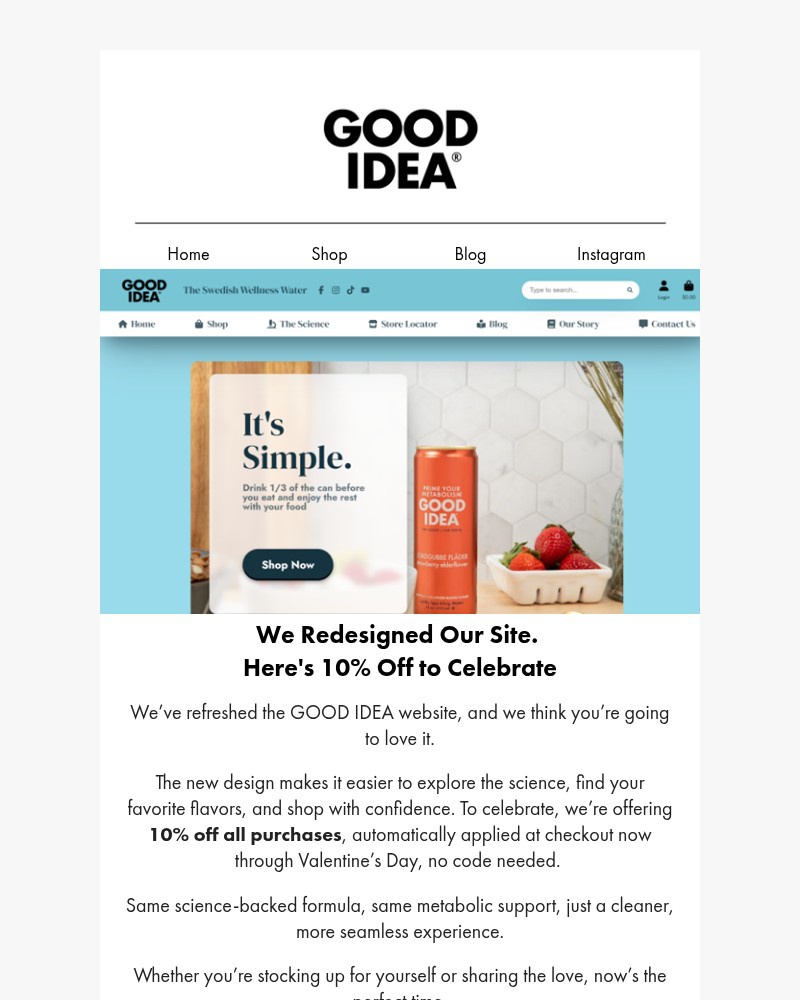 Screenshot of email sent to a Good Idea Newsletter subscriber