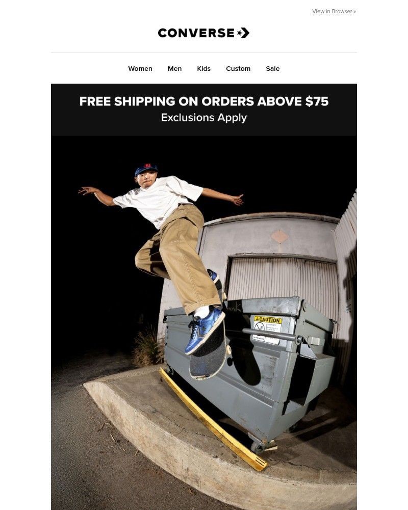 Screenshot of email sent to a Converse Newsletter subscriber