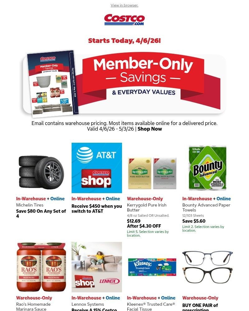 Screenshot of email sent to a Costco Newsletter subscriber
