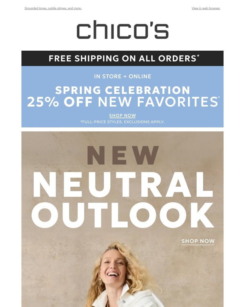 Screenshot of email sent to a Chico’s Newsletter subscriber