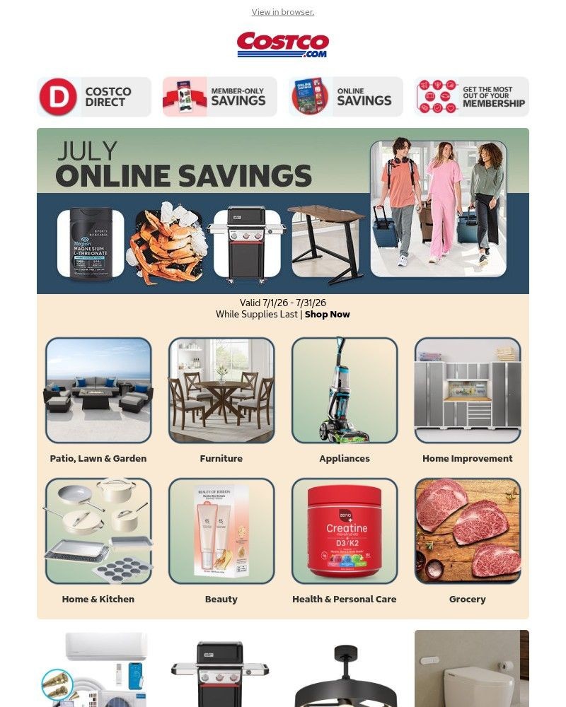 Screenshot of email sent to a Costco Newsletter subscriber
