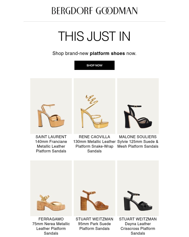 Screenshot of email sent to a Bergdorf Goodman Newsletter subscriber