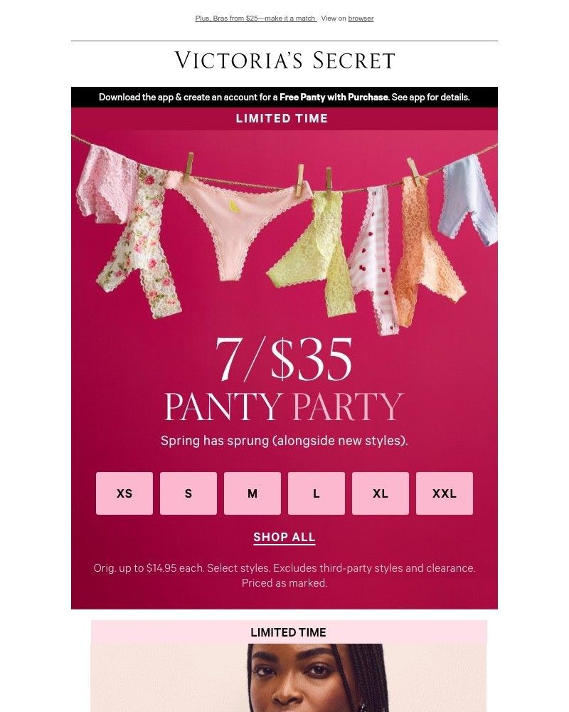 Screenshot of email sent to a Victoria's Secret Newsletter subscriber