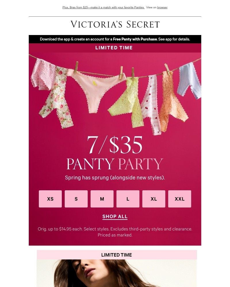 Screenshot of email sent to a Victoria's Secret Newsletter subscriber