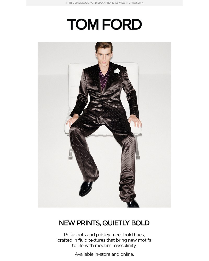 Screenshot of email sent to a Tom Ford Newsletter subscriber