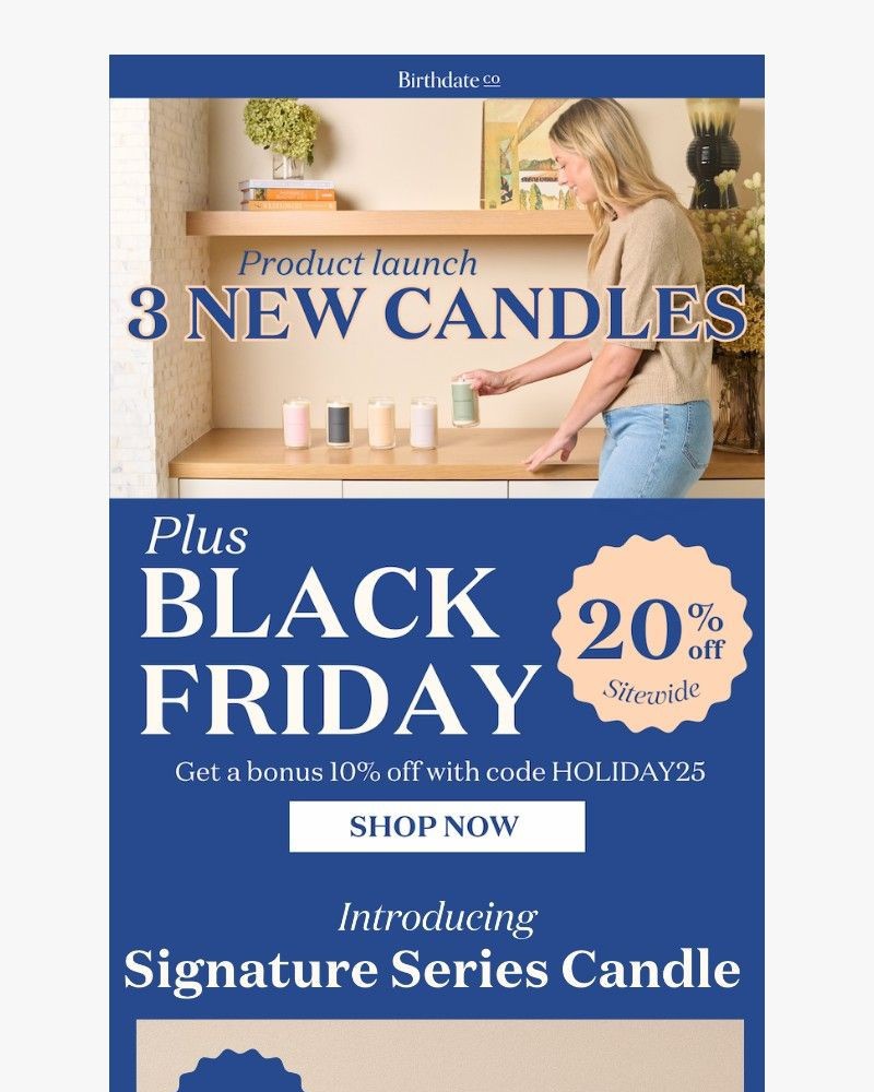 Screenshot of email sent to a Birthdate Co Newsletter subscriber