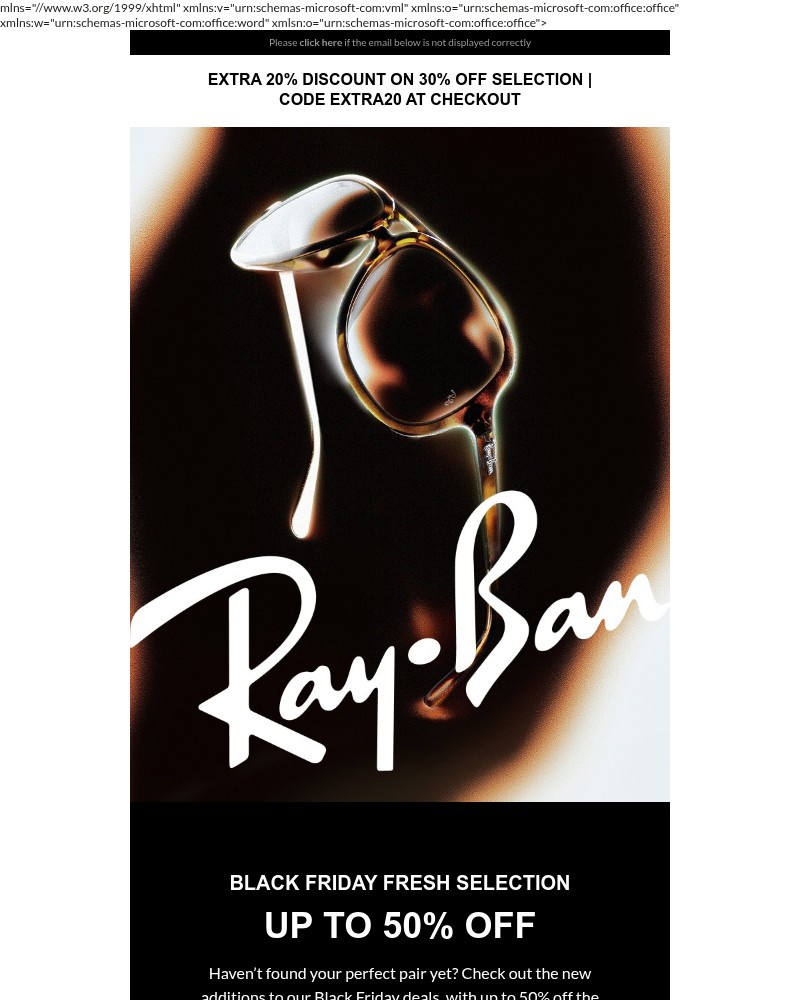 Screenshot of email sent to a Ray-Ban Newsletter subscriber