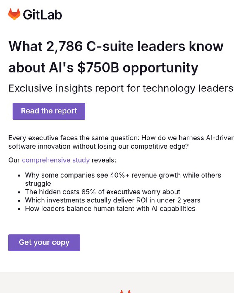 Screenshot of email sent to a GitLab Newsletter subscriber