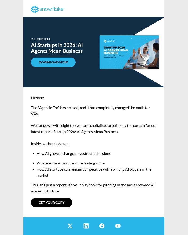 Screenshot of email sent to a Snowflake Newsletter subscriber