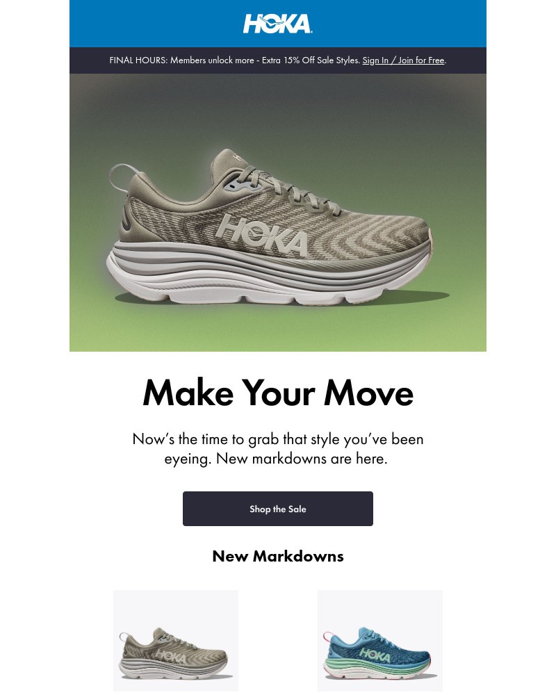 Screenshot of email sent to a Hoka Newsletter subscriber