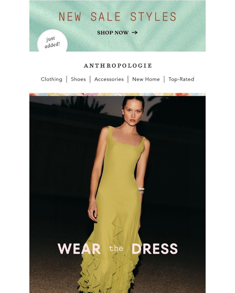 Screenshot of email sent to a Anthropologie Newsletter subscriber