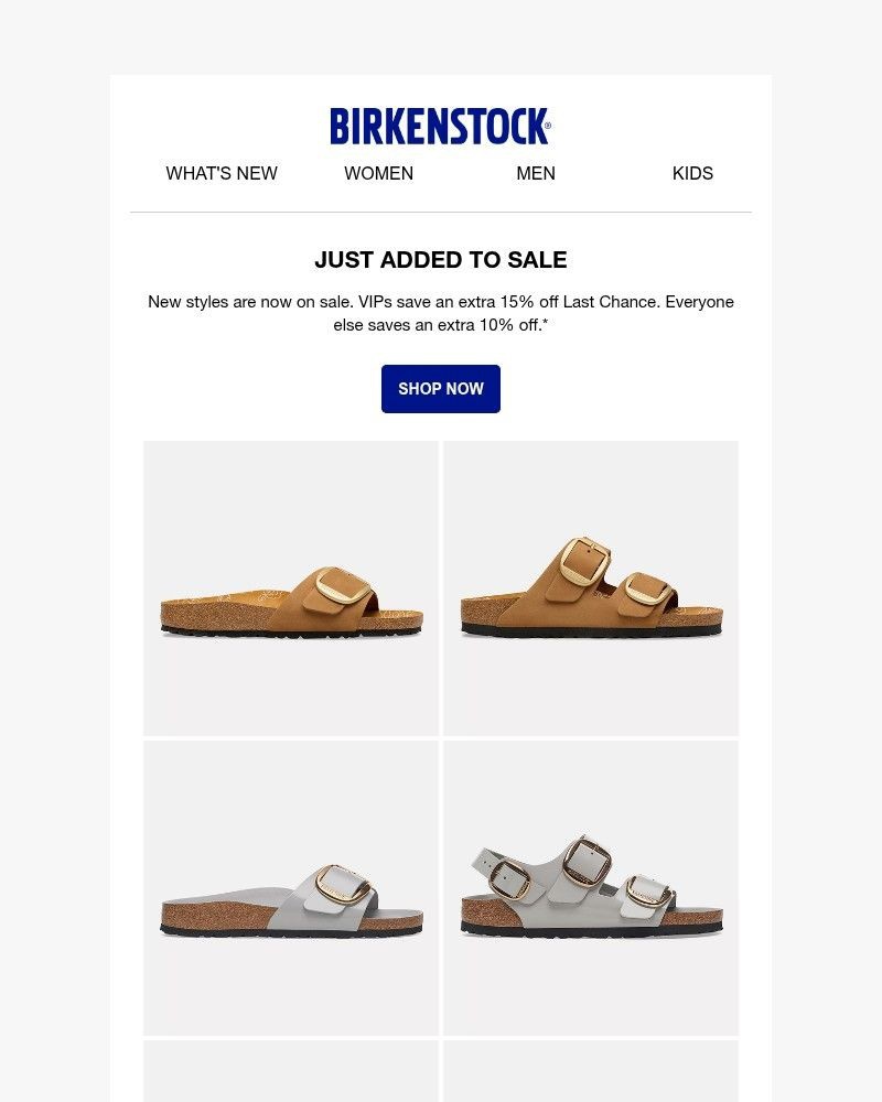 Screenshot of email sent to a Birkenstock Newsletter subscriber