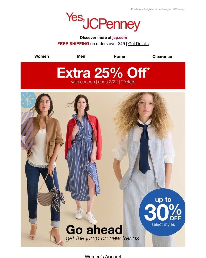 Screenshot of email sent to a JCPenney Newsletter subscriber