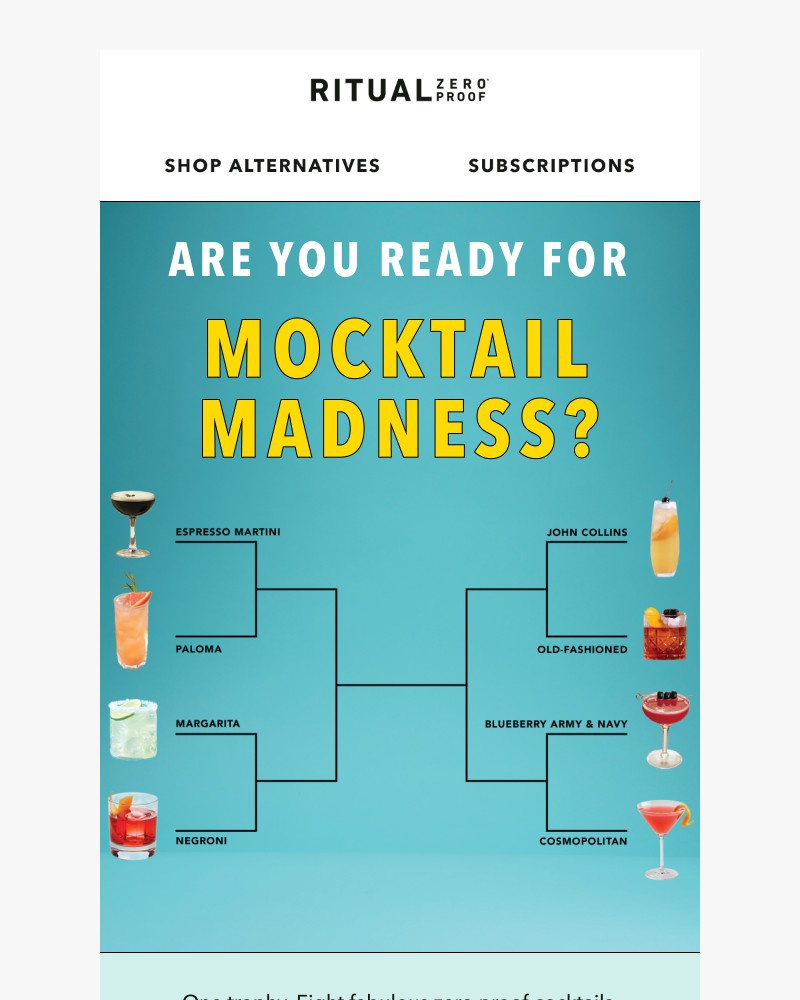 Screenshot of email sent to a Ritual Zero Proof Newsletter subscriber