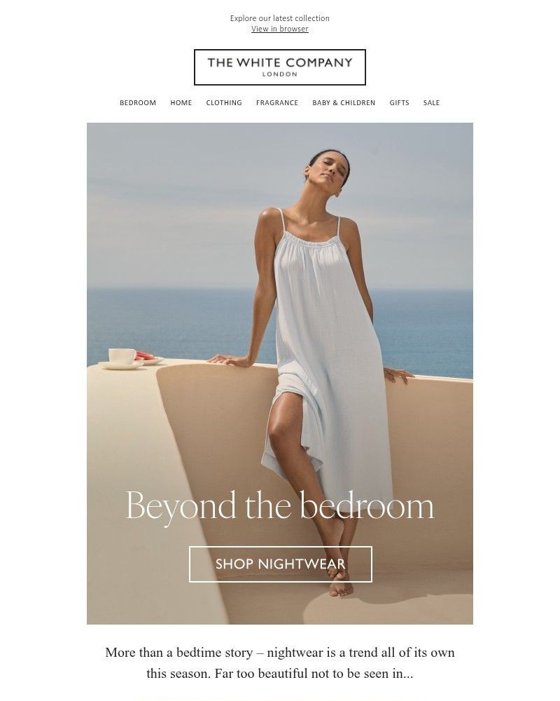 Screenshot of email sent to a The White Company Cart abandoner