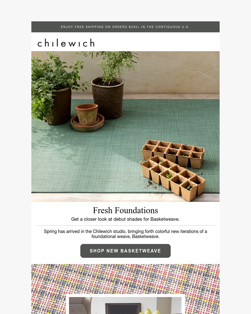 Screenshot of email sent to a Chilewich Newsletter subscriber