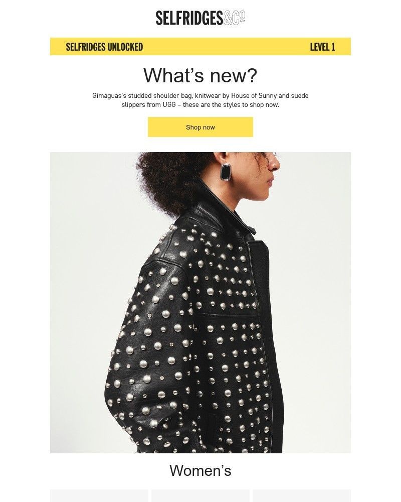 Screenshot of email sent to a Selfridges Newsletter subscriber