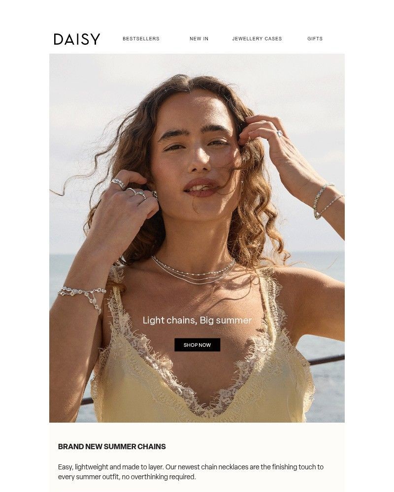Screenshot of email sent to a Daisy Jewellery Cart abandoner