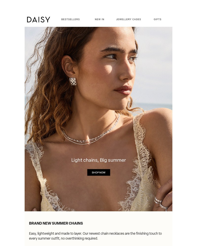 Screenshot of email sent to a Daisy Jewellery Newsletter subscriber